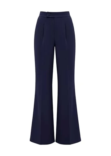 KIRUNDO Pleated Flare Dress Pants in Navy Blue