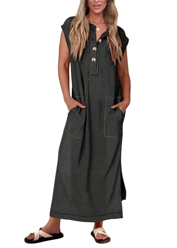 KIRUNDO Ribbed Short Sleeve Sweater Dress in Black