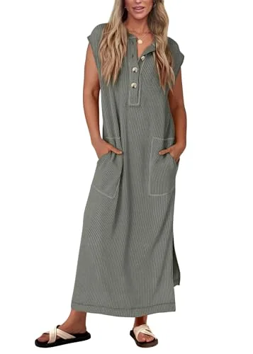 KIRUNDO Ribbed Short Sleeve Sweater Dress in Grey