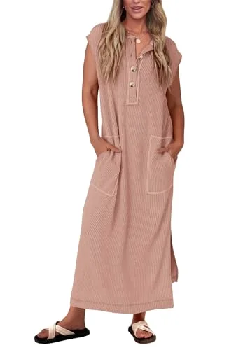 KIRUNDO Ribbed Short Sleeve Sweater Dress in Khaki