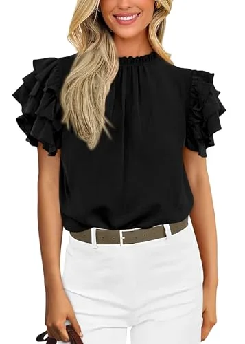 KIRUNDO Ruffle Blouse in Black