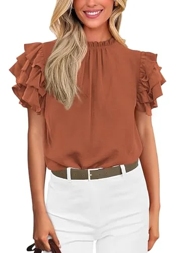 KIRUNDO Ruffle Blouse in Brown