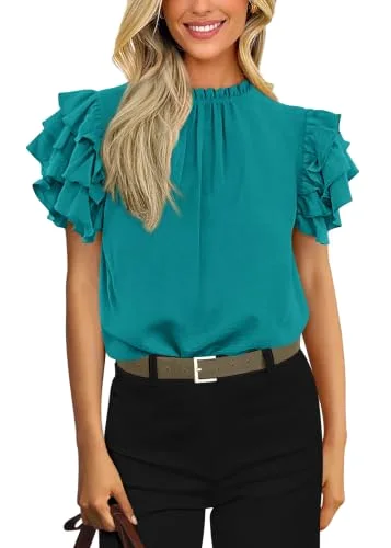 KIRUNDO Ruffle Blouse in Green