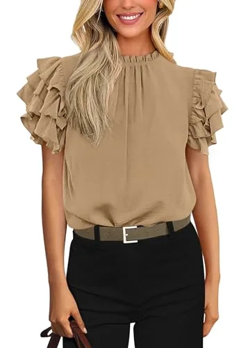 KIRUNDO Ruffle Blouse in Khaki