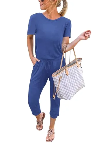KIRUNDO Short Sleeve Jumpsuit in Blue