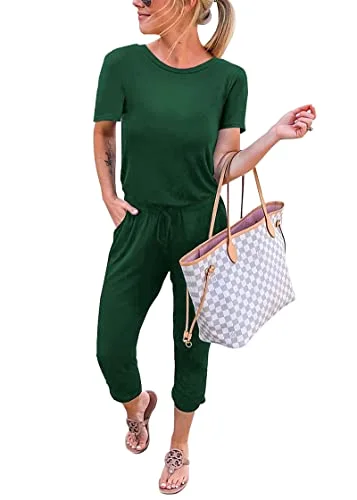 KIRUNDO Short Sleeve Jumpsuit in Dark Green