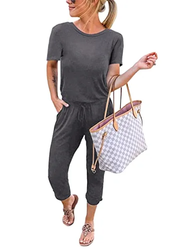 KIRUNDO Short Sleeve Jumpsuit in Dark Grey