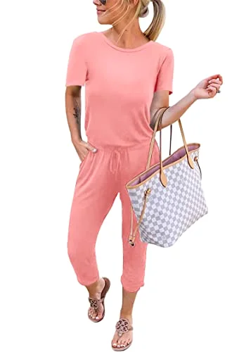 KIRUNDO Short Sleeve Jumpsuit in Light Pink