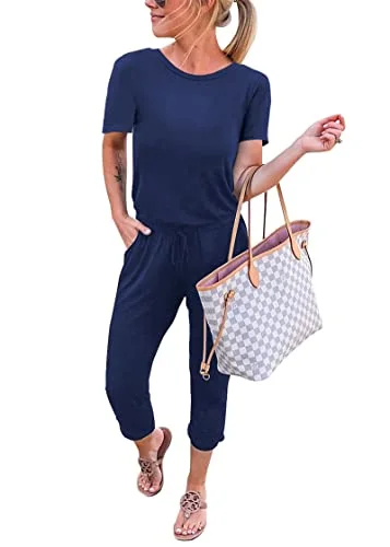 KIRUNDO Short Sleeve Jumpsuit in Navy