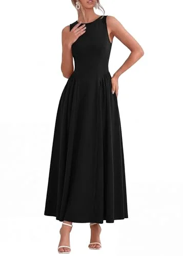 KIRUNDO Sleeveless A-Line Maxi Dress in Black