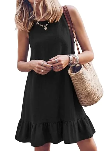 KIRUNDO Sleeveless Ruffle Hem Dress in Black