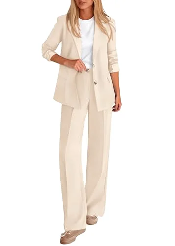 KIRUNDO Straight Leg Pant Suit Set in Beige