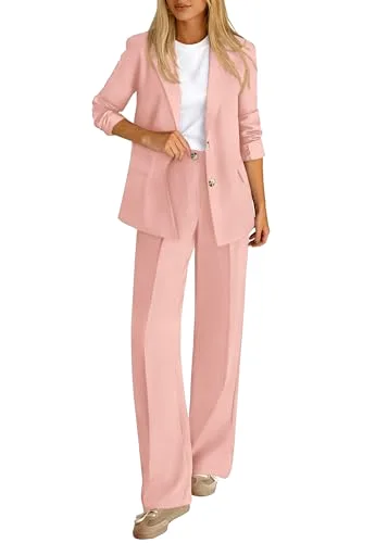 KIRUNDO Straight Leg Pant Suit Set in Pink