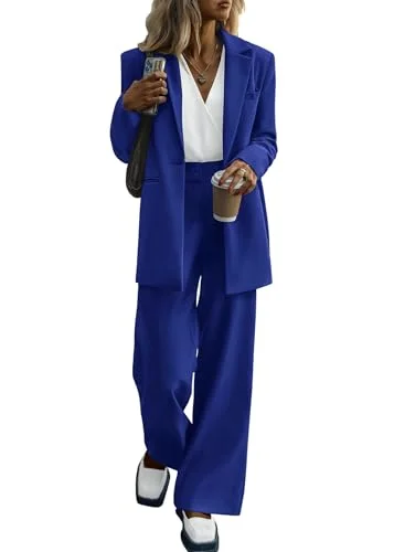 KIRUNDO Wide Leg Pant Suit Set in Royal Blue