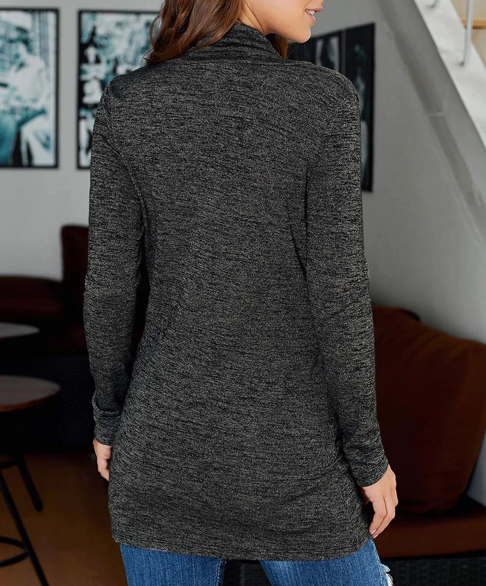 KIRUNDO Cowl Neck Long Sleeve Sweatshirt in Black, view 3