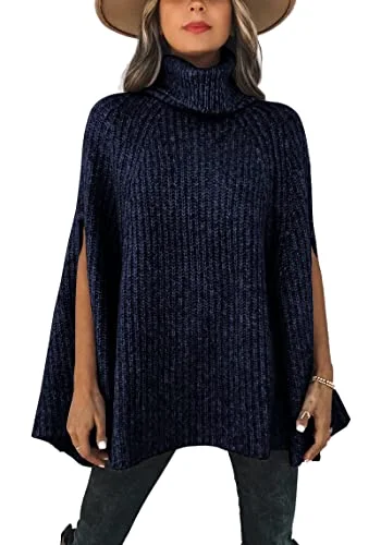 KIRUNDO Chunky Turtleneck Sweater in Navy