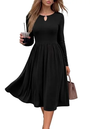 KIRUNDO Long Sleeve Midi Dress in Black