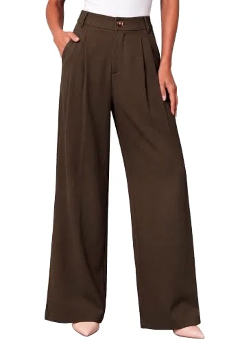 KIRUNDO Tailored Wide Leg Dress Pants in Brown