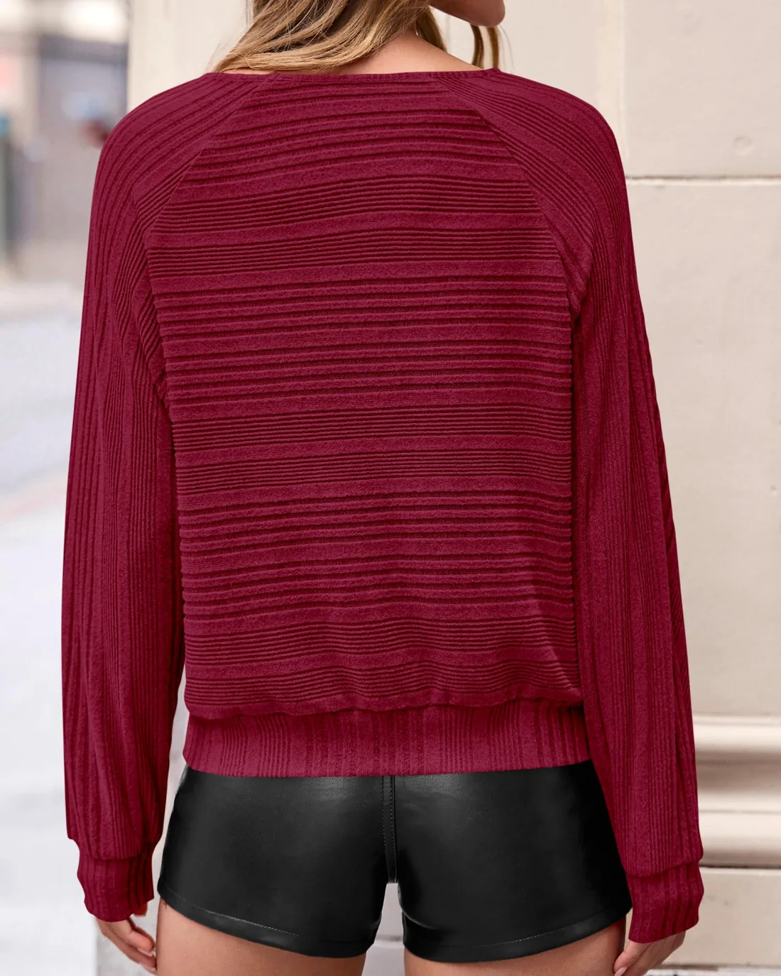 KIRUNDO Boat Neck Sweater in Burgundy, view 3