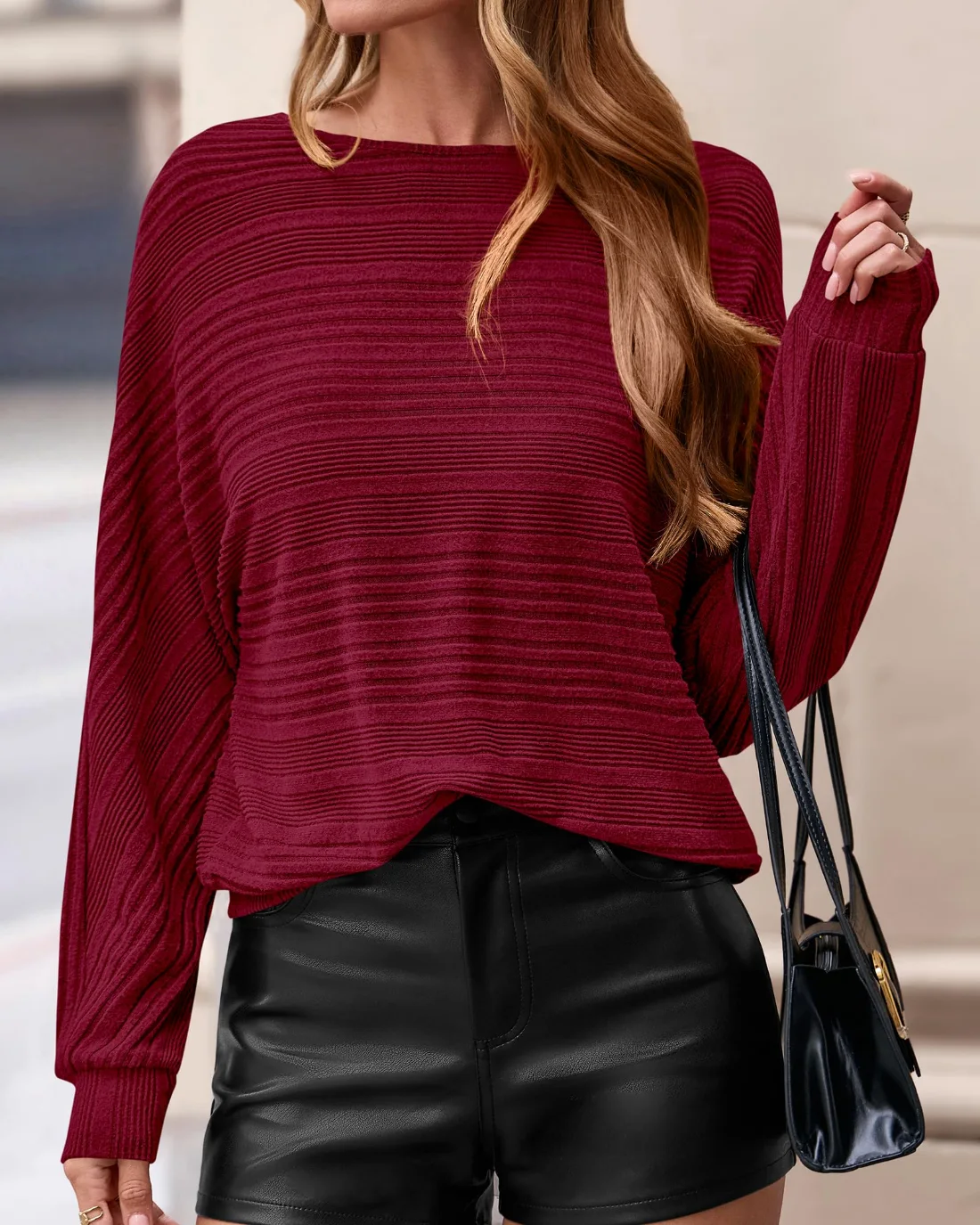 KIRUNDO Boat Neck Sweater in Burgundy, view 5