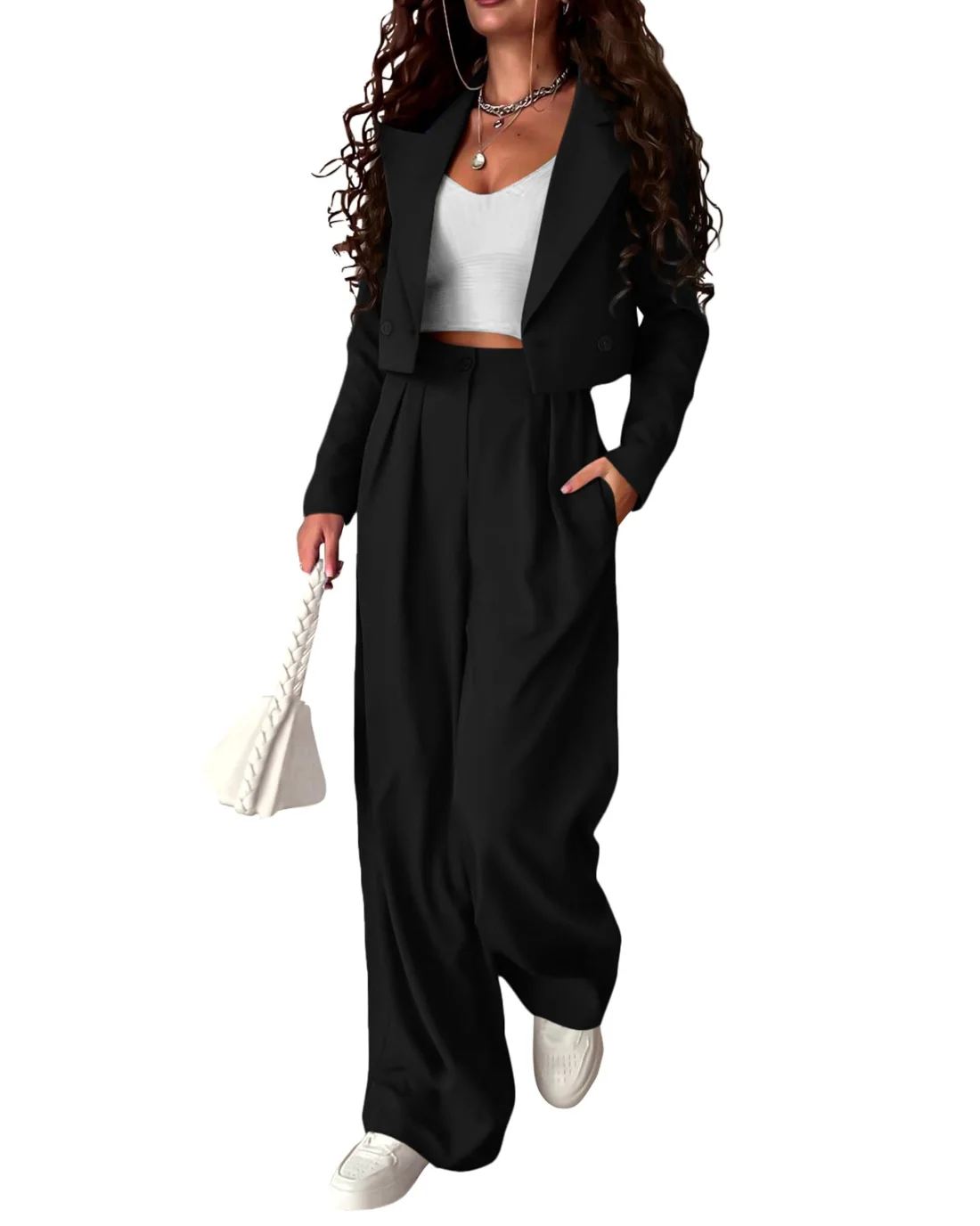 KIRUNDO Business Pant Suit Set in Black