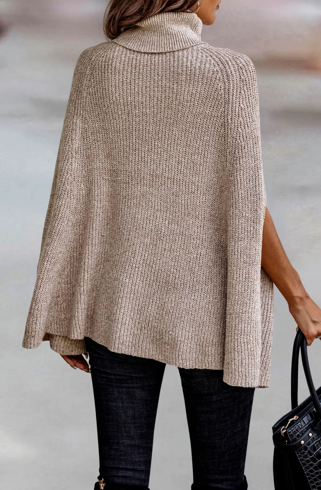 KIRUNDO Chunky Turtleneck Sweater in Light Apricot, view 5