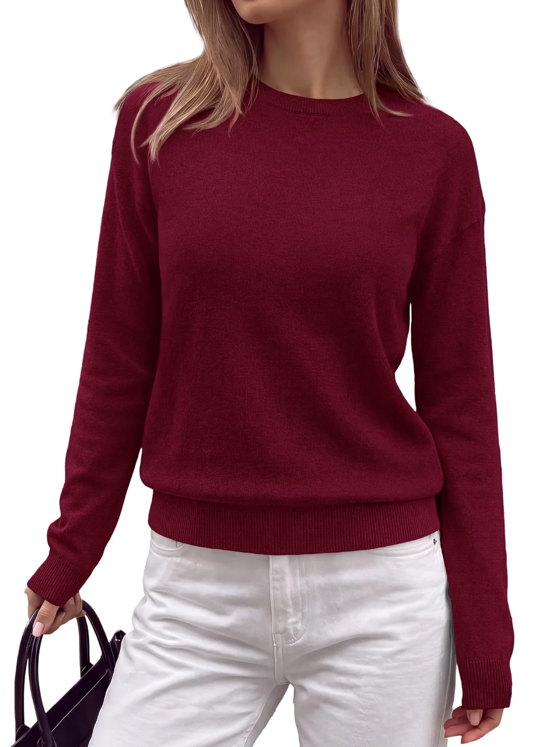 KIRUNDO Lightweight Crewneck Sweater in Burgundy