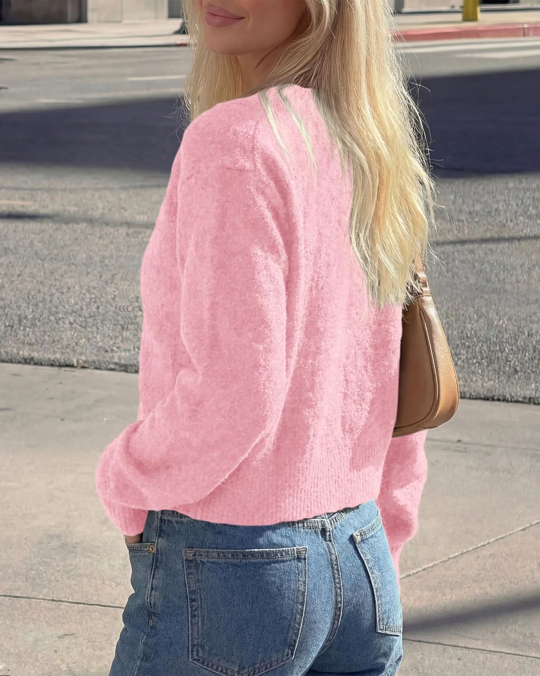 KIRUNDO Long Sleeve Cardigan in Pink, view 3