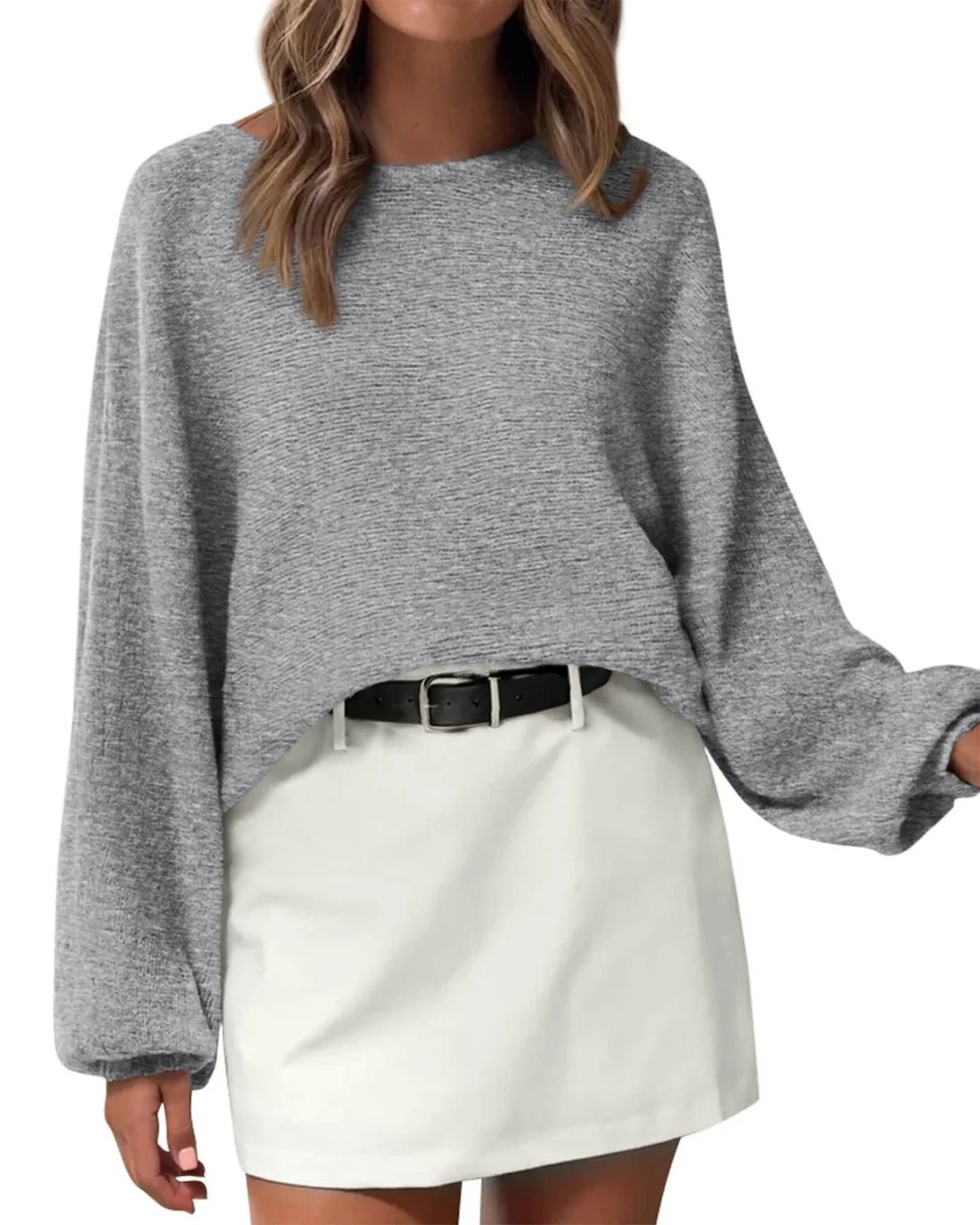 KIRUNDO Oversized Boat Neck Sweater in Grey