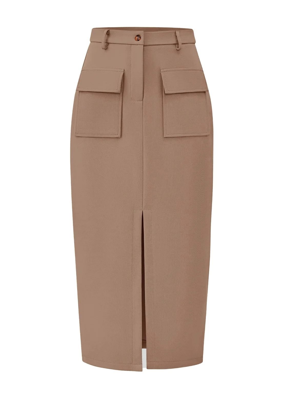 KIRUNDO Pencil Cargo High-Waist Skirt in Light Khaki