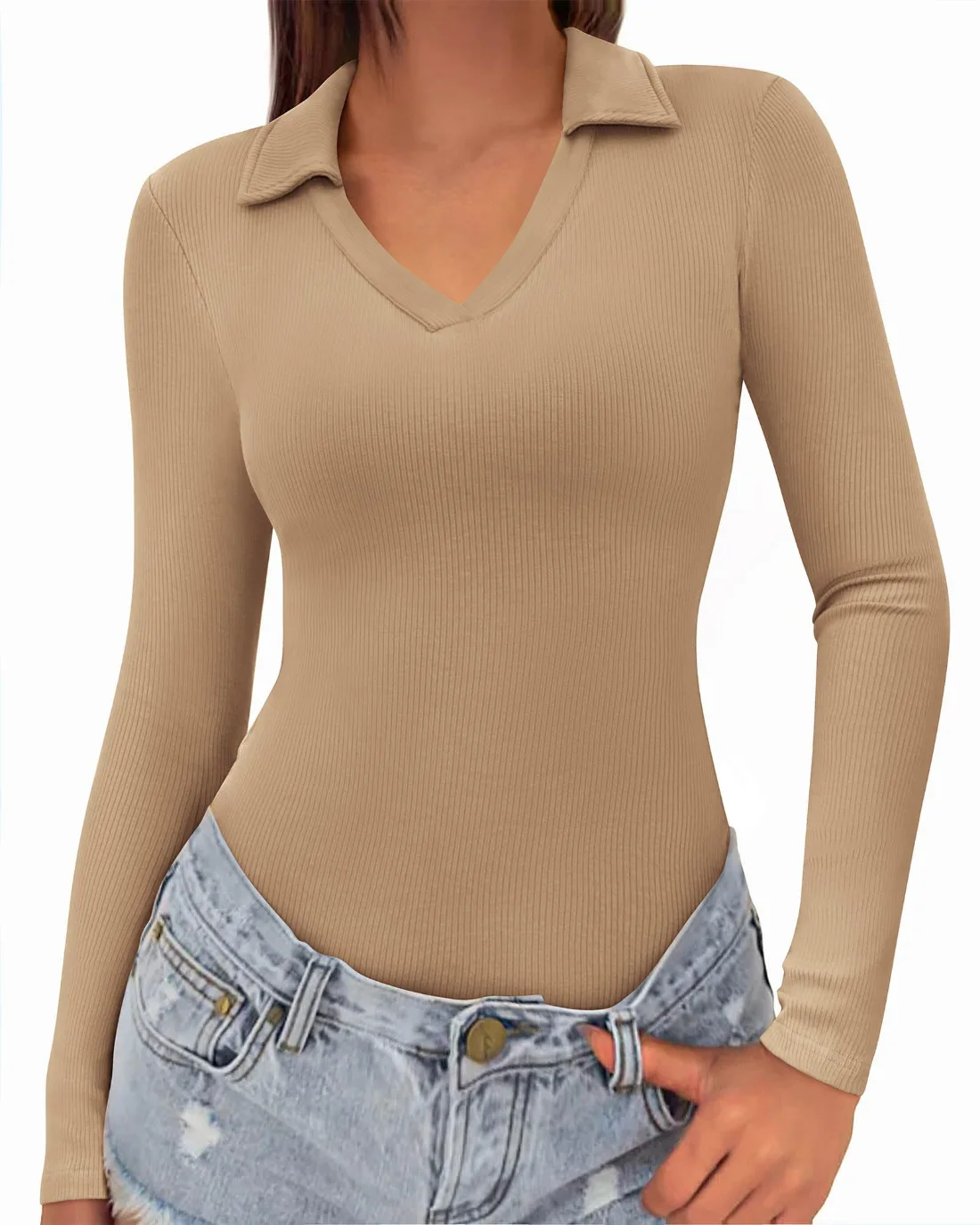 KIRUNDO Polo Long Sleeve Shirt in Khaki, view 3
