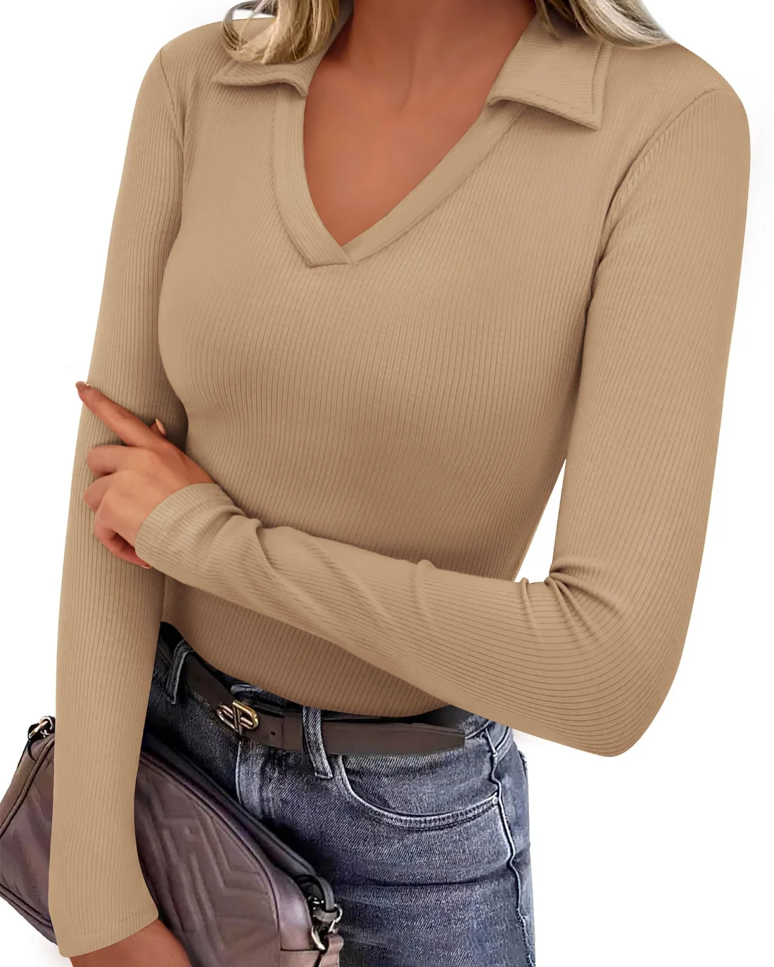 KIRUNDO Polo Long Sleeve Shirt in Khaki, view 4