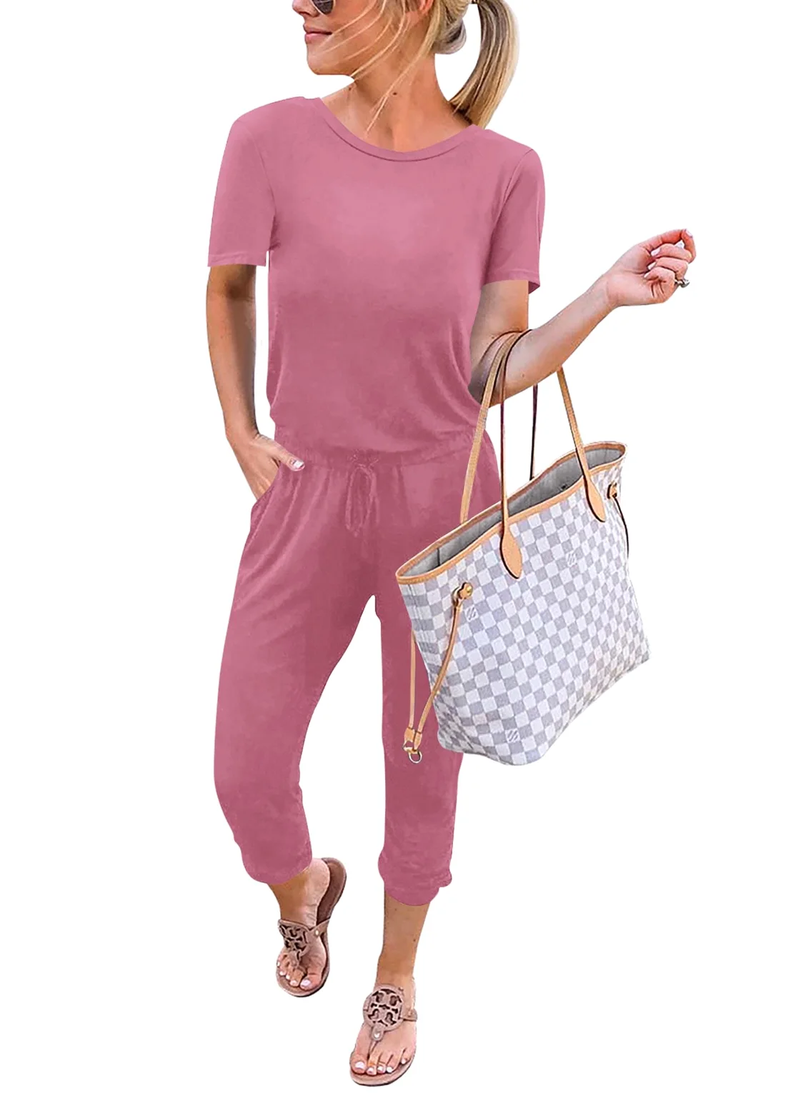 KIRUNDO Short Sleeve Jumpsuit in Pink