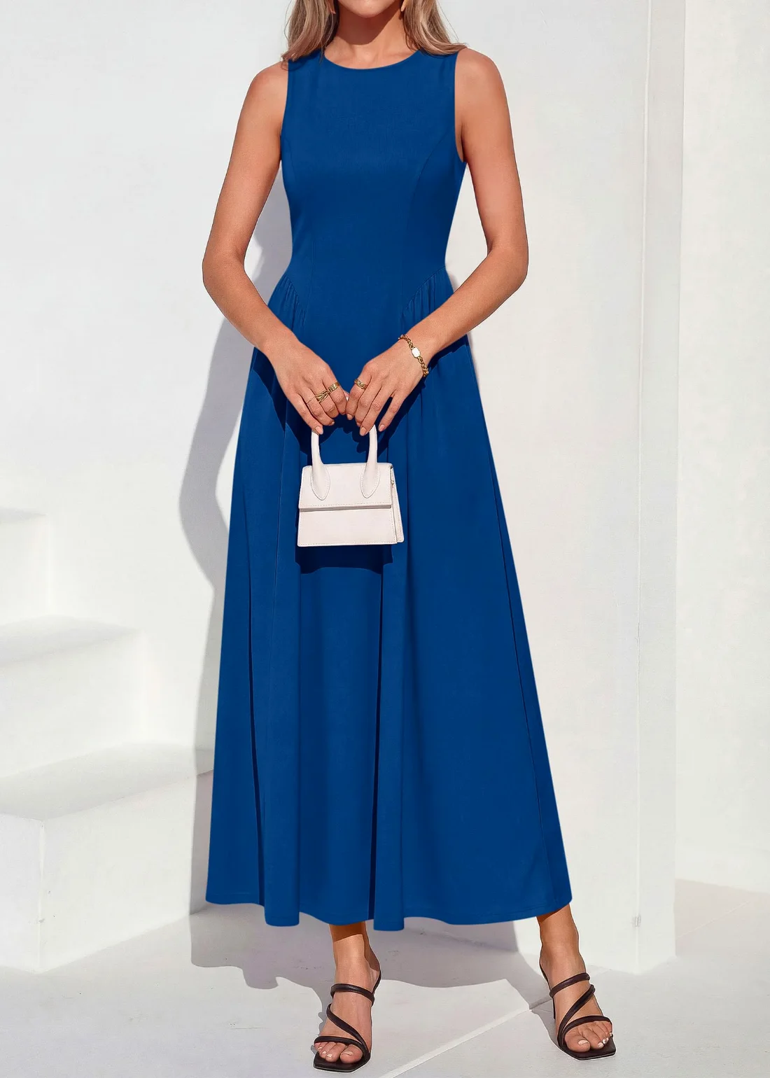 KIRUNDO Sleeveless A-Line Maxi Dress in Bright Blue, view 3