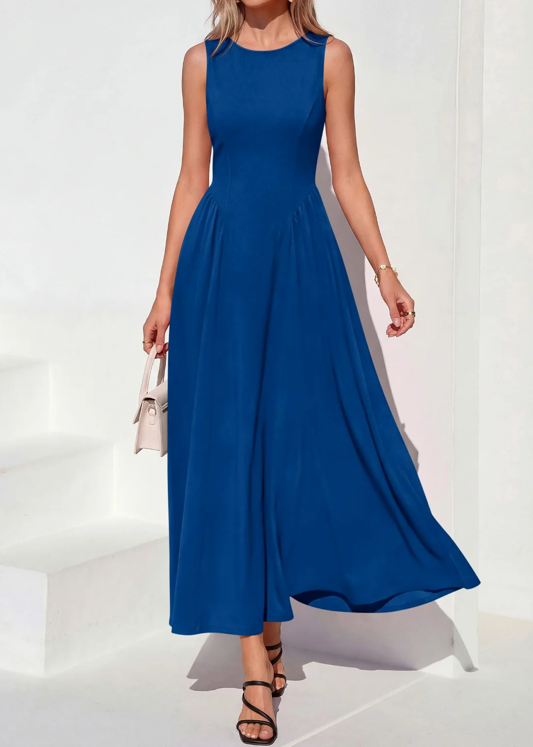 KIRUNDO Sleeveless A-Line Maxi Dress in Bright Blue, view 6