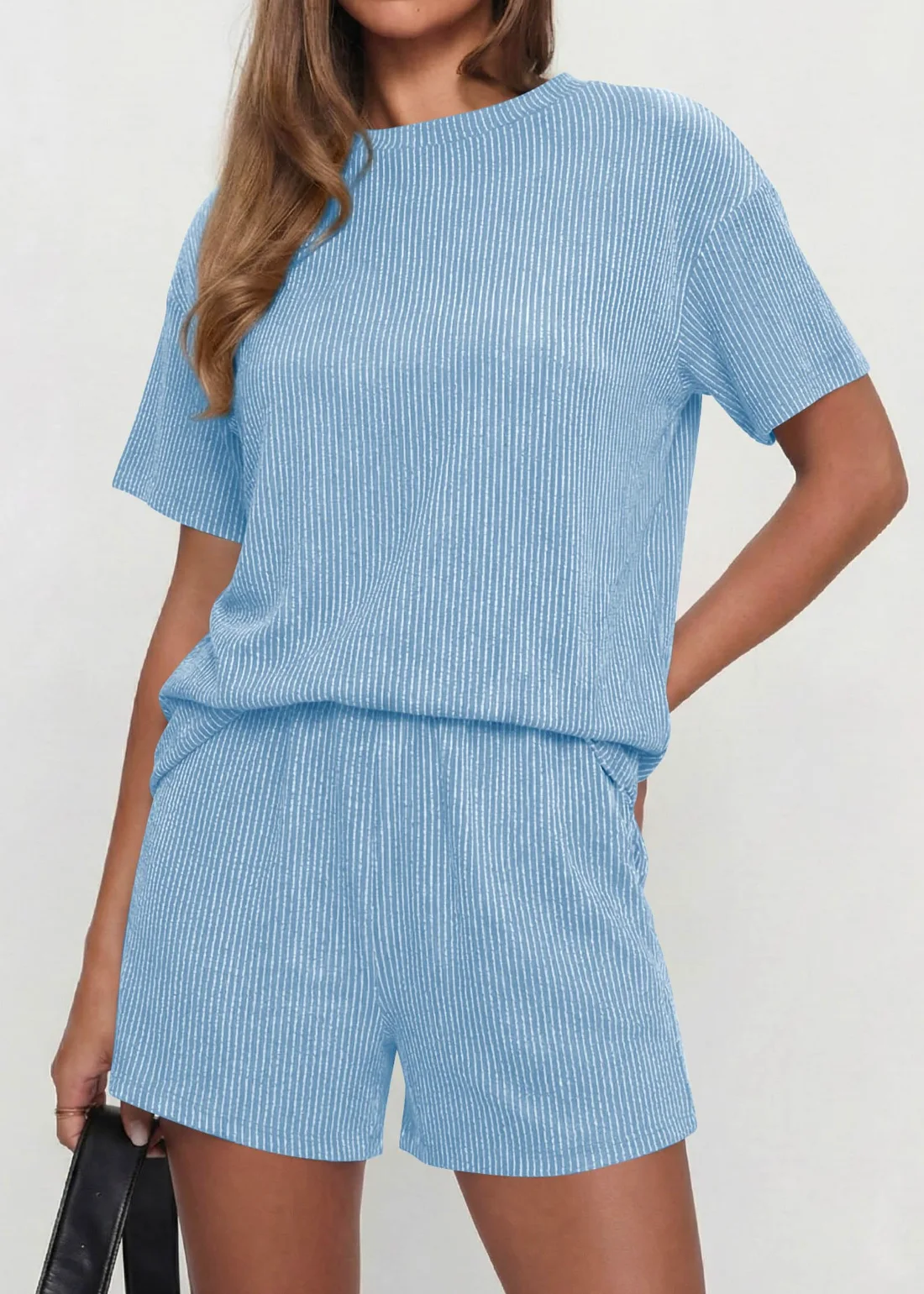 KIRUNDO Textured Tee and Shorts Set in Light Blue, view 5