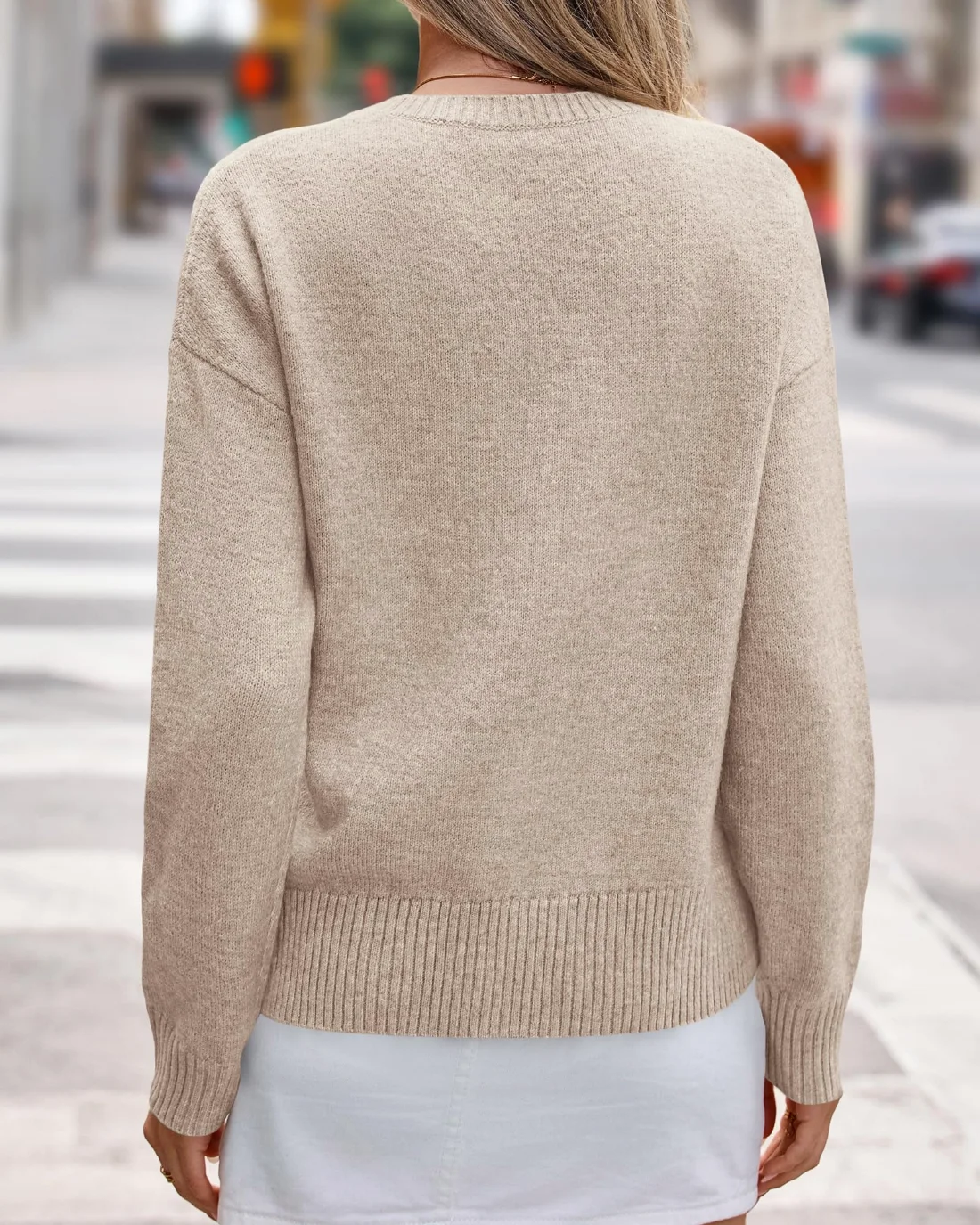 KIRUNDO V-Neck Long Sleeve Sweater in Camel, view 3