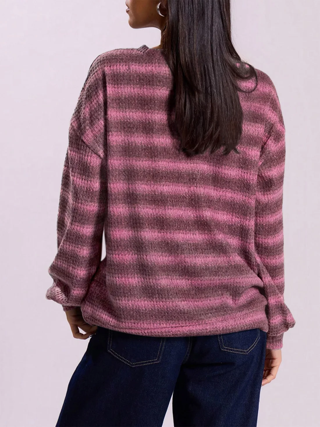 KIRUNDO Waffle Knit Striped Sweater in Pink, view 3