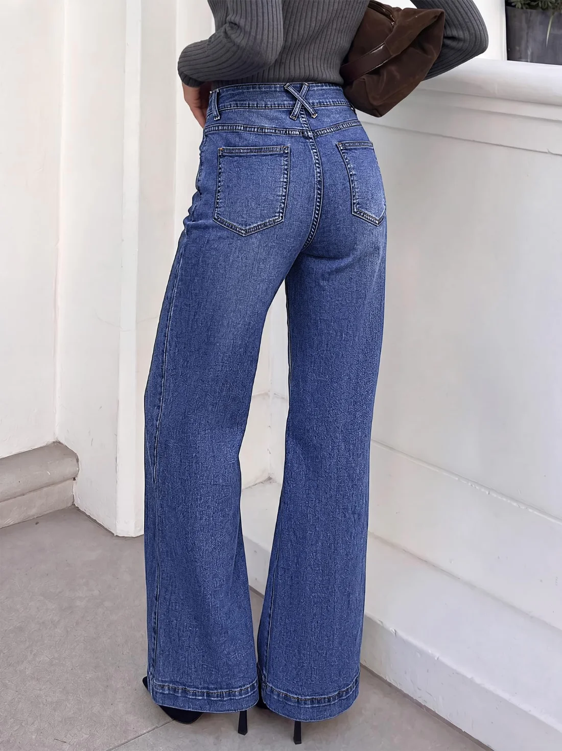 KIRUNDO Wide Leg High-Waist Jeans in Blue, view 3