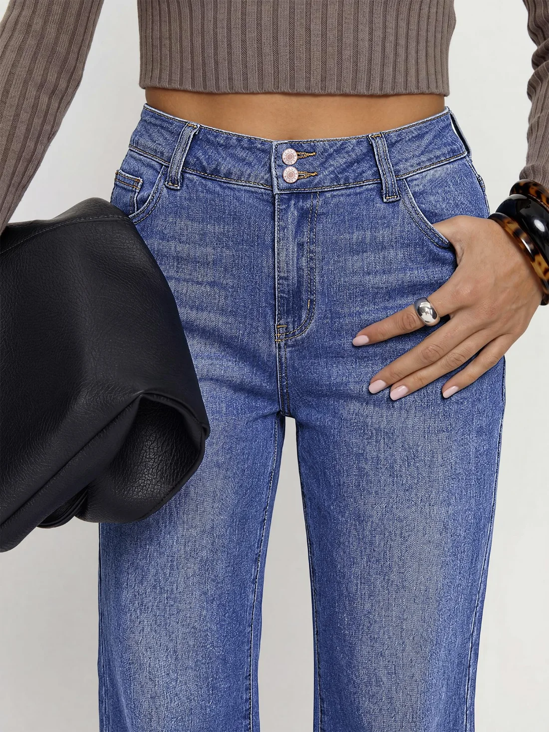 KIRUNDO Wide Leg High-Waist Jeans in Blue, view 4