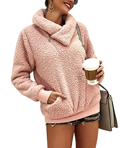 KIRUNDO Sherpa Fleece Sweatshirt in Pink