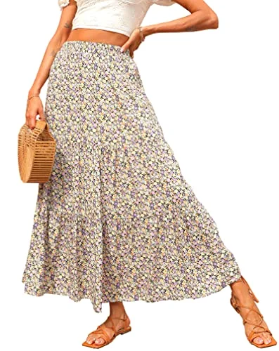 KIRUNDO Floral Boho Skirt in Purple
