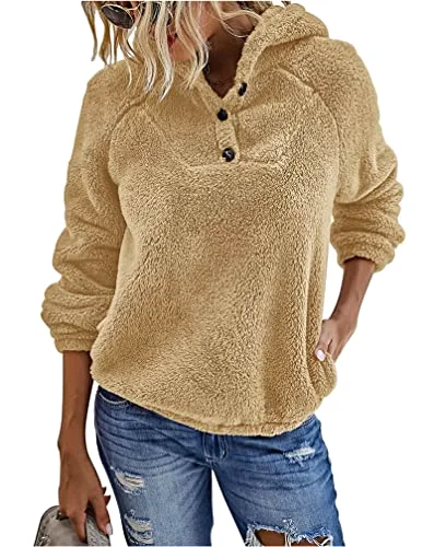KIRUNDO Fuzzy Long Sleeve Sweatshirt in Camel