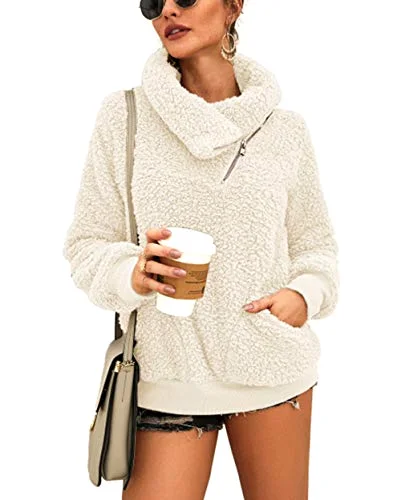 KIRUNDO Sherpa Fleece Sweatshirt in Beige