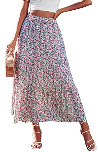 KIRUNDO Floral Boho Skirt in Red