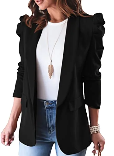 KIRUNDO Puff Sleeve Blazer in Black