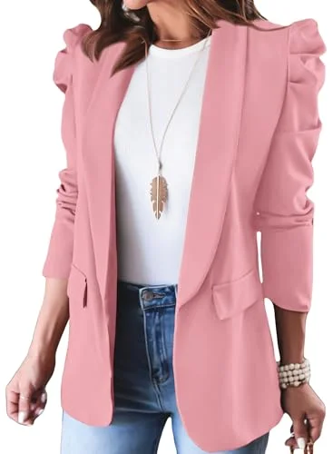 KIRUNDO Puff Sleeve Blazer in Pink